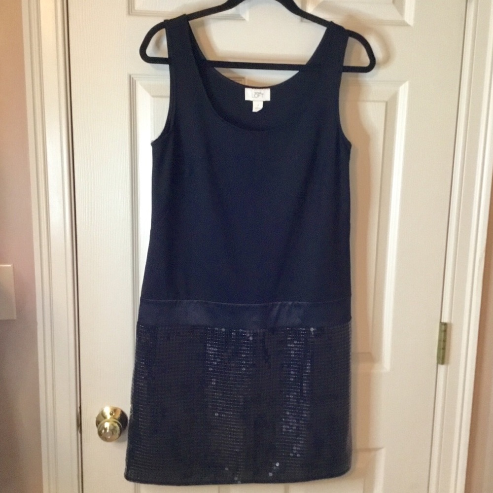 LOFT Black Sequined Party Tank Dress - Size 8